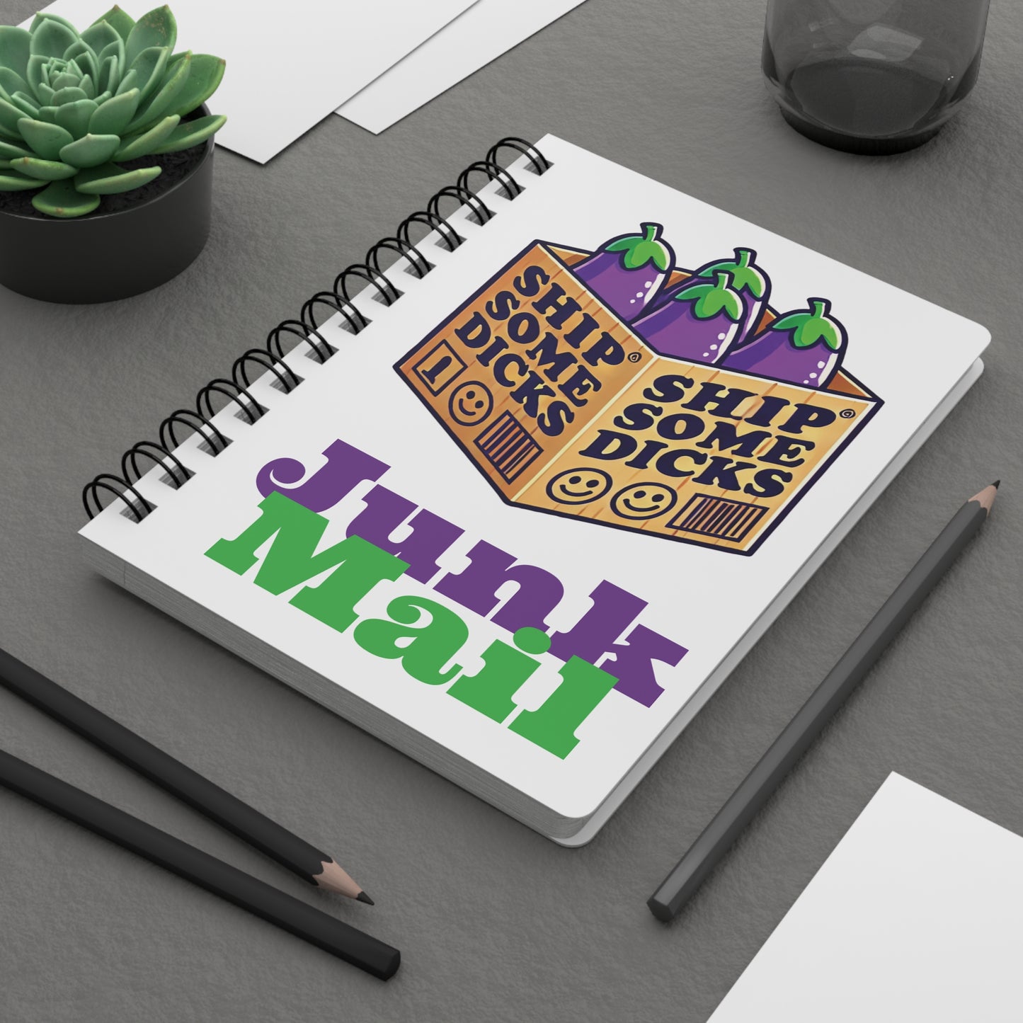 Ship Some Dicks logo lined spiral journal